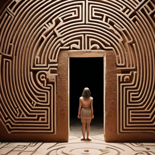 Introspective Portrait**

Prompt: A person standing at the entrance of a complex labyrinth, bathed in soft, diffused light, face expressing a mix of curiosity and apprehension. The labyrinth walls are textured with symbols representing emotions: joy, sadness, anger, fear. Style: Dreamy, slightly surreal, with a focus on capturing the inner emotional landscape. Palette: Muted earth tones with pops of vibrant color for the emotional symbols.

**